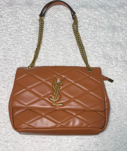 Peanut Butter YSL Leather Shoulder Bag